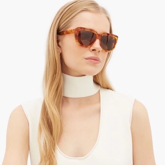 Celine Accessories - Celine Quiet Luxury Light Havana Gold Tortoise D Frame Oversized Sunglasses EUC